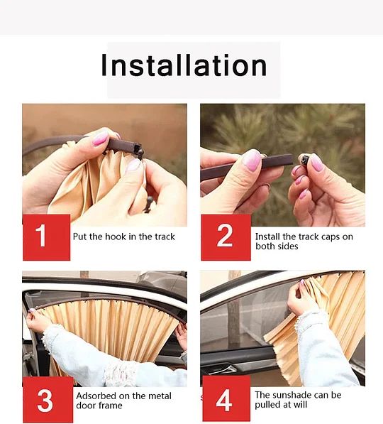 Car Magnetic Curtain (4-Pack) – Sunshade & Privacy Protection - DailyMart™