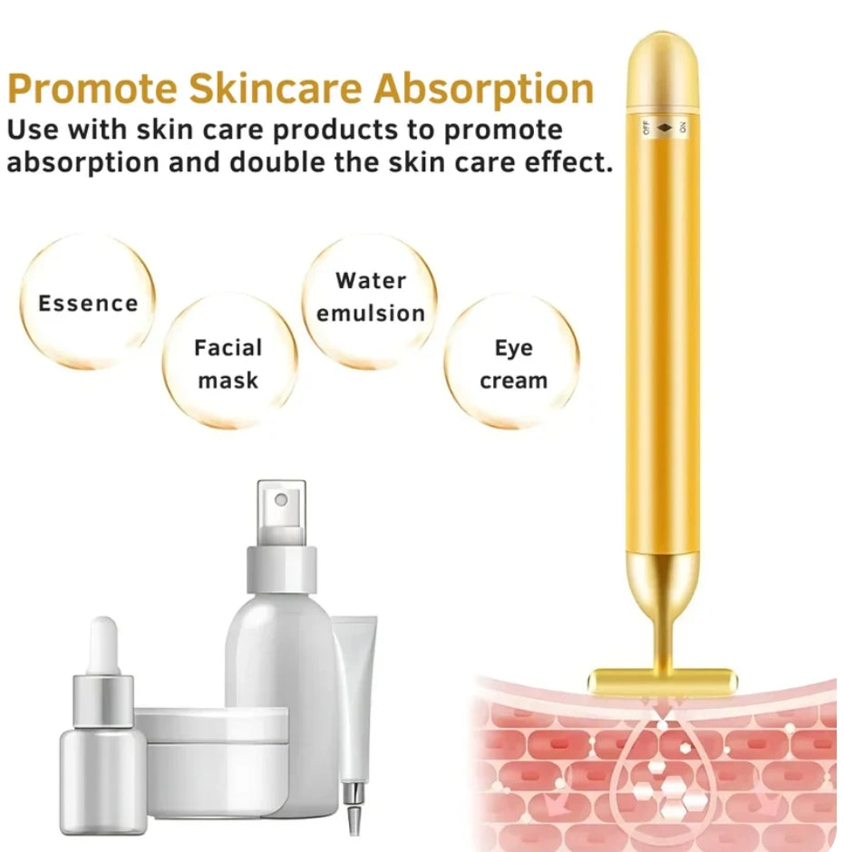 24K Gold Energy Beauty Bar Electric Facial Massage Roller