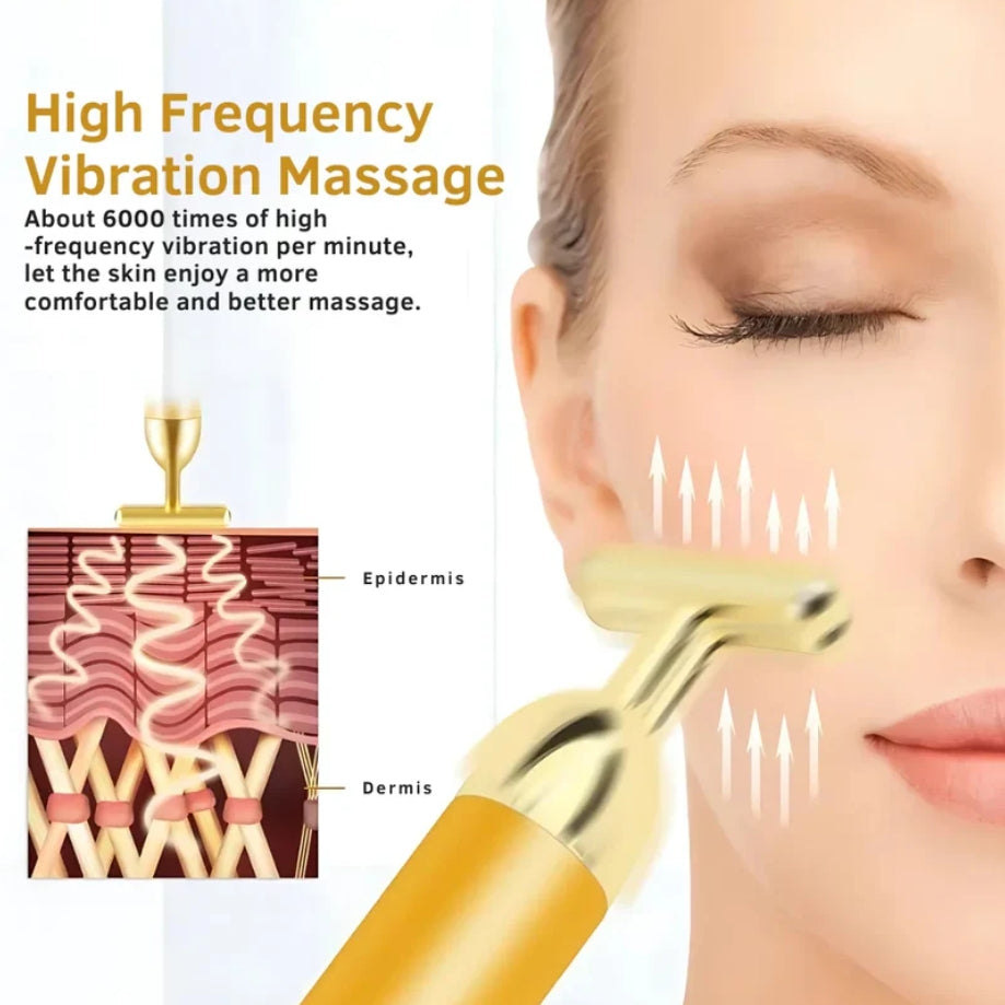 24K Gold Energy Beauty Bar Electric Facial Massage Roller